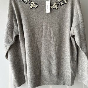 NWT J.CREW women’s beaded rhinestone knit sweater size Large